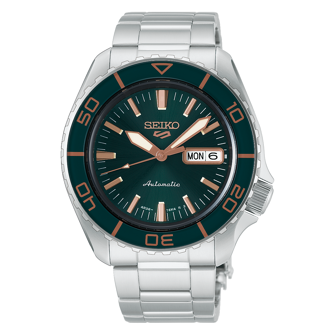 HDB005K1 Orologio Uomo Seiko 5 Sports Automatico Acciaio Quadrante Verde Dettagli Rosé - immagine 1