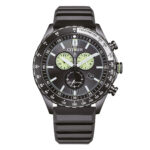 Orologio Uomo Citizen Marine Crono Eco-Drive Acciaio Grey Cinturino Silicone Quadrante Nero